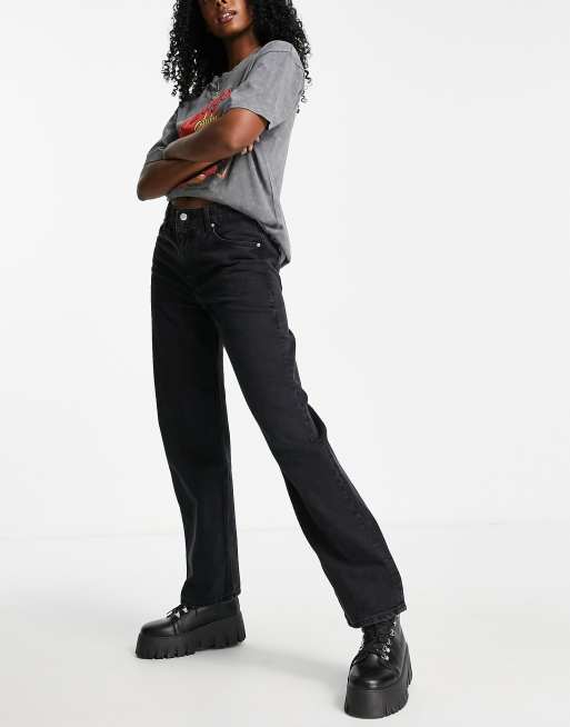 Bershka - Dad jeans met hoge taille in zwart