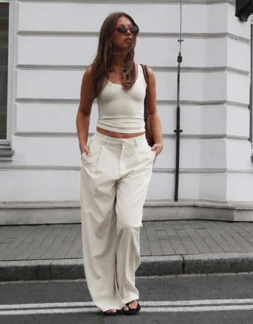 Bershka - Débardeur côtelé basique - Blanc, 2 de 6