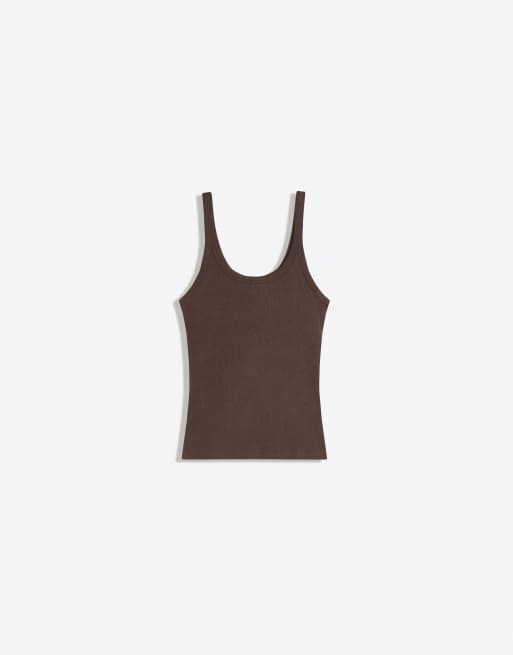 Bershka - Débardeur côtelé - Marron, 5 de 7