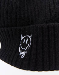 Bershka Demon melt embroidered beanie in black