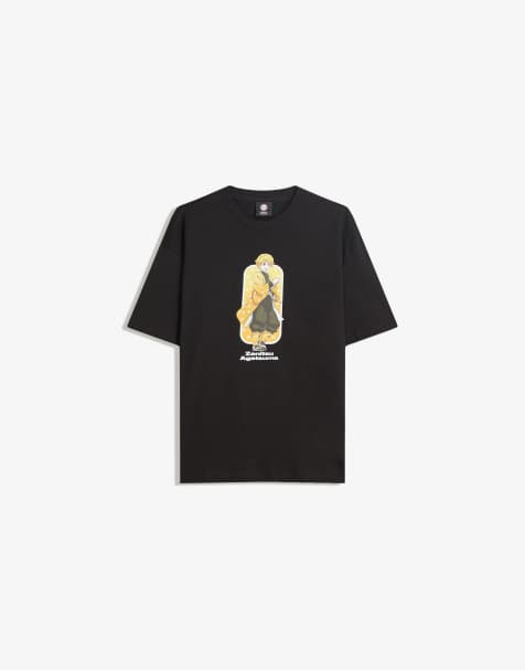 Bershka Demon slayer short sleeve t-shirt in black - view 1