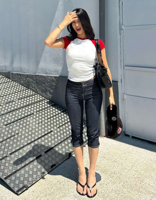 Bershka Denim capris in denim blue, 3 of 5