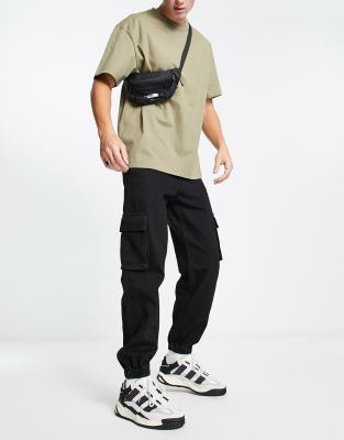 Bershka Denim Cargo Pants In Black ModeSens