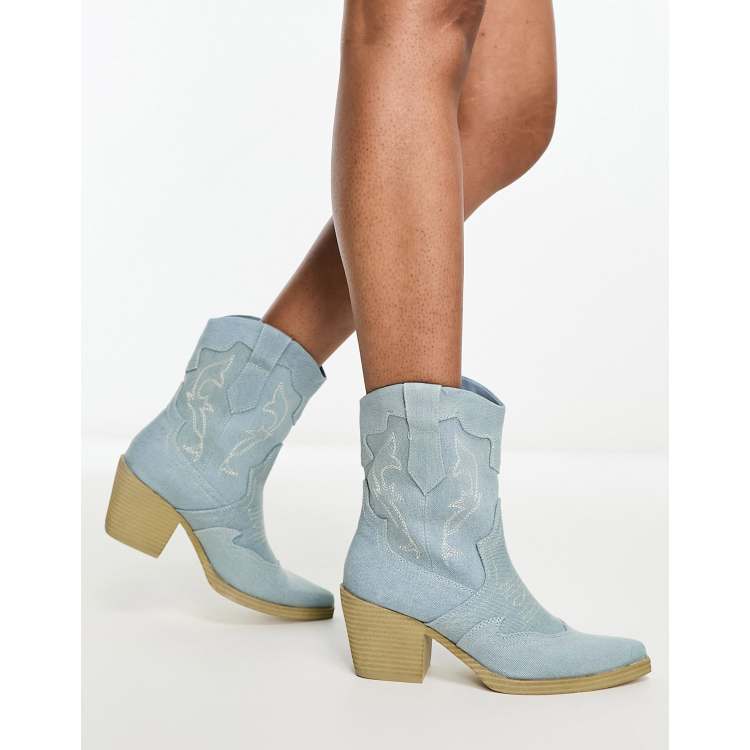 Women's denim cheap western boots