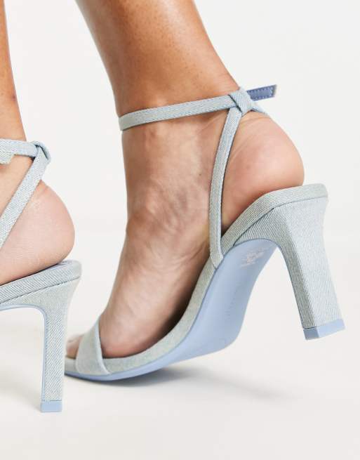 Denim strappy hot sale heels