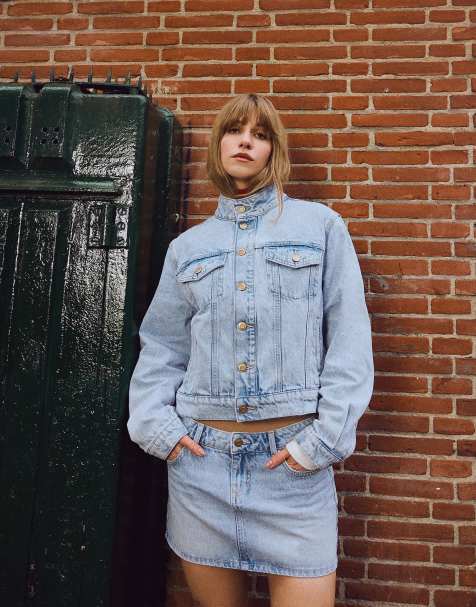 Bershka - Denim jack in middenblauw - view 1