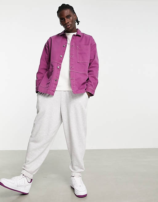 Bershka denim jacket co-ord in pink | ASOS