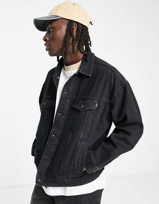 Bershka denim jacket in black ASOS