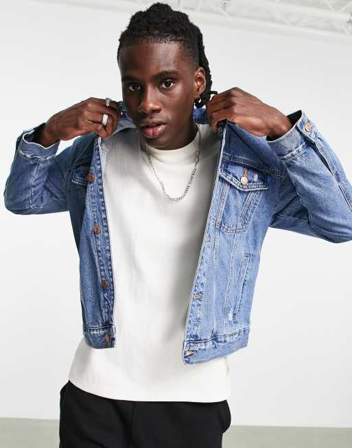 Bershka denim jacket in dark blue