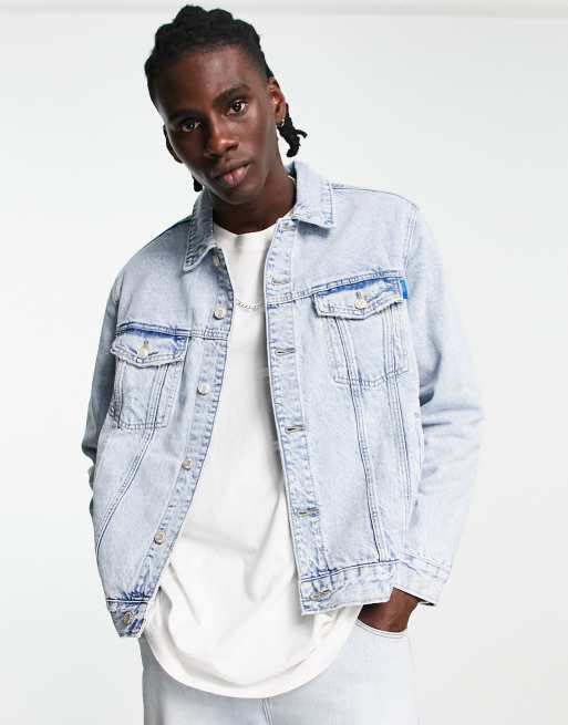 Bershka denim jacket in mid blue | ASOS