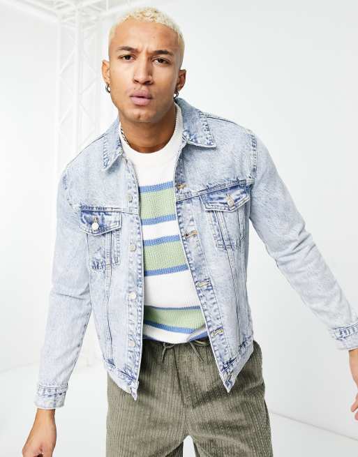 Bershka denim jacket in mid blue | ASOS