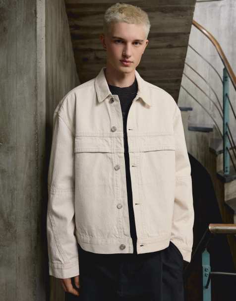 Bershka Denim jacket trucker out of core in ecru - view 1