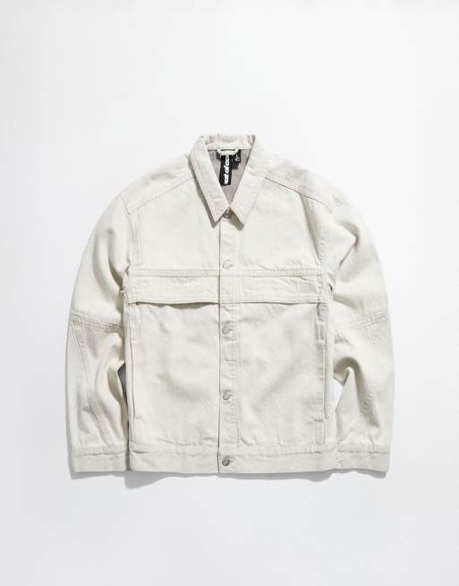Bershka Denim jacket trucker out of core in ecru, 6 of 7