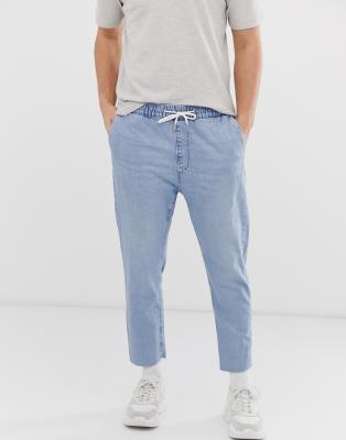 light blue jean joggers