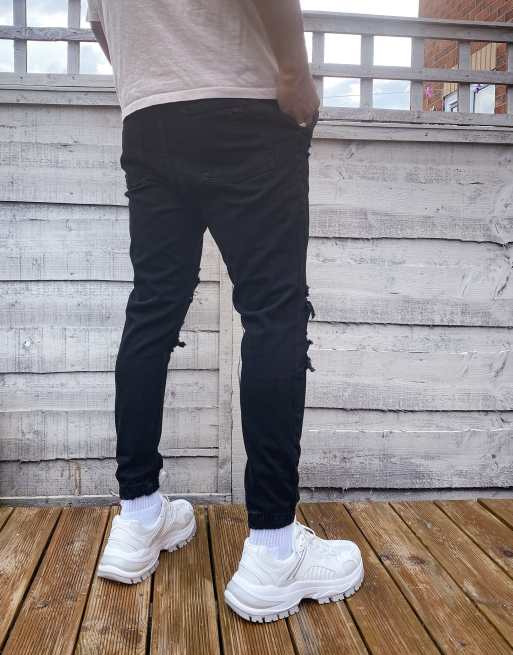 Ripped on sale black joggers