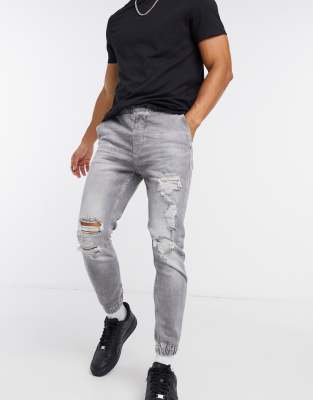 grey denim joggers