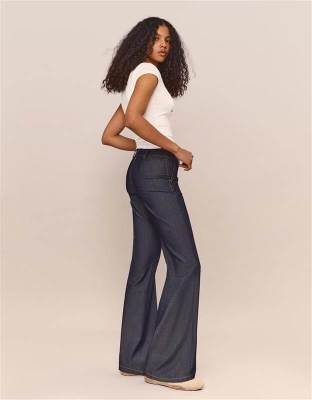 Bershka Denim Look Low Waist Pants In Blue