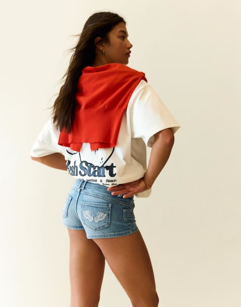 Bershka Denim mini shorts in light bue - view 1