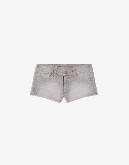 Bershka Denim mini shorts in light grey, 5 of 6