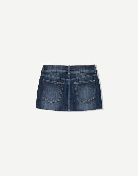 Bershka denim mini skort in denim blue
