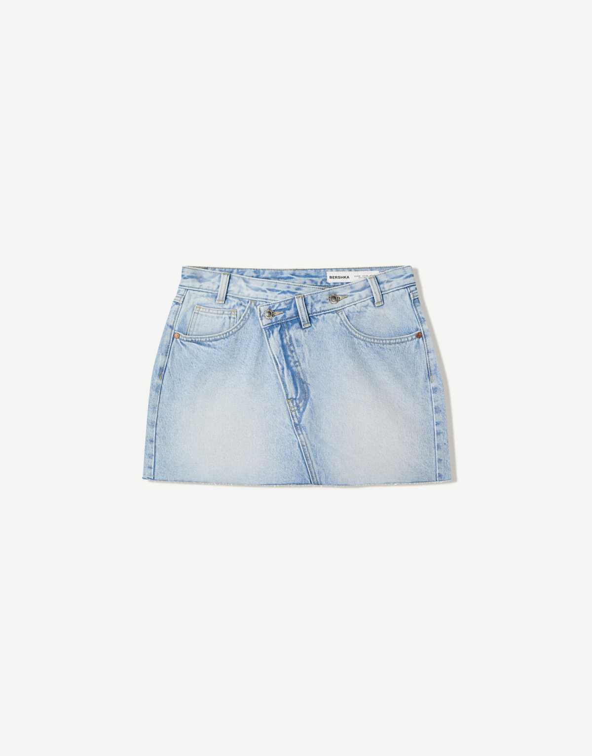 Bershka denim mini skort in mid blue