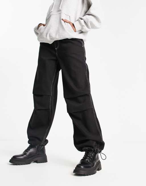 Stitches Coloured Cargo Parachute Pant