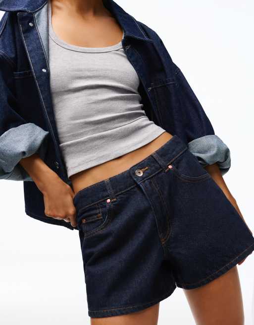 Bershka - Denim short in de jaren 90-stijl in blauw, 3 van 4