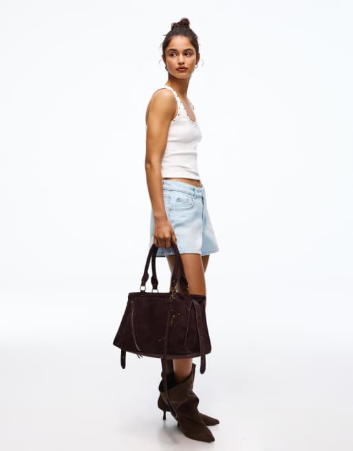 Bershka - Denim short in jaren 90-stijl in lichtblauw, 3 van 4