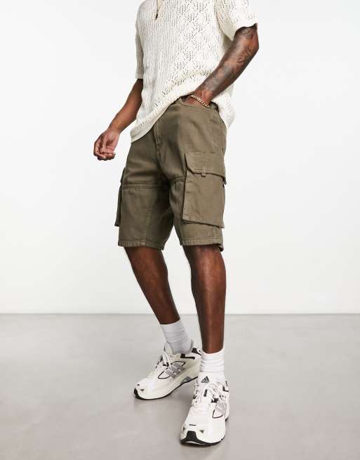 Bershka - Denim short met cargozakken in bruin