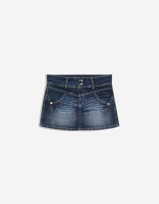 Bershka - Denim-skort i denimblå, 4 af 4