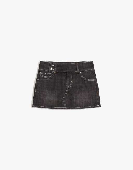 Bershka Denim skort in black, 3 of 4