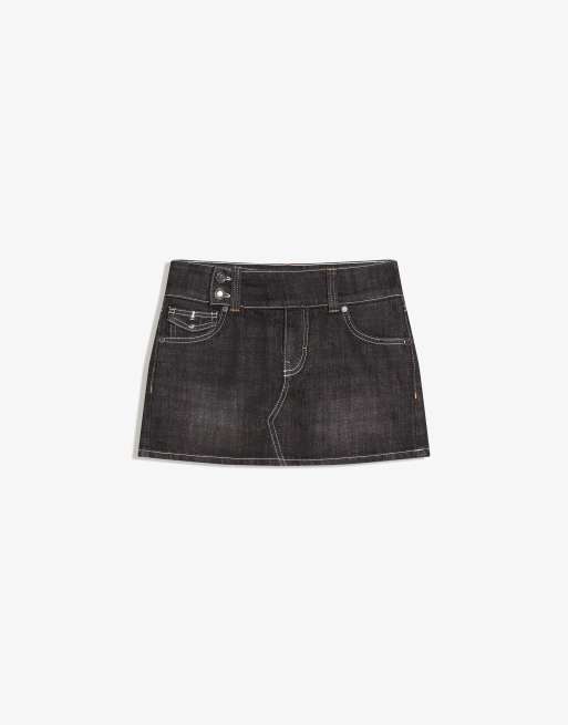 Bershka Denim skort in black, 5 of 5