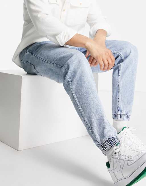 Bershka denim sweatpants in light blue
