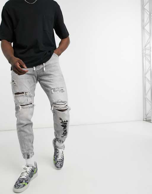 Ripped track hot sale pants mens