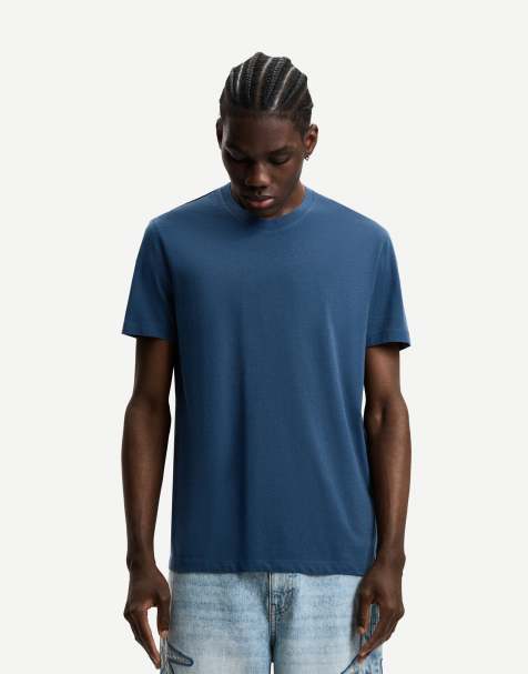 Bershka - Denimblå og kortærmet T-shirt - view 1