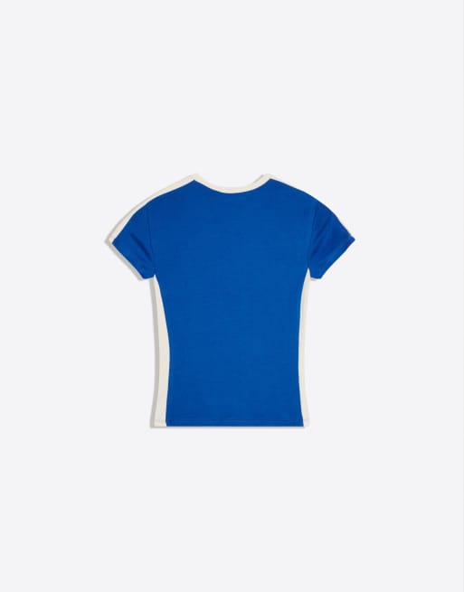 Bershka – Denimblå t-shirt med korta ärmar och sportigt tryck, 6 av 6