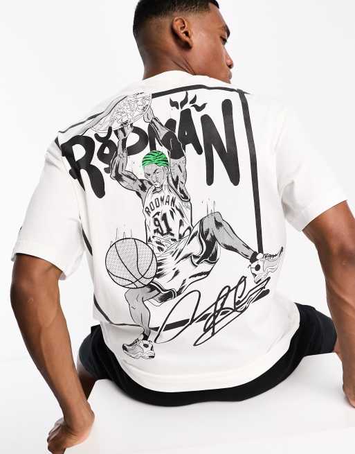 Bershka Dennis Rodman printed t-shirt in white