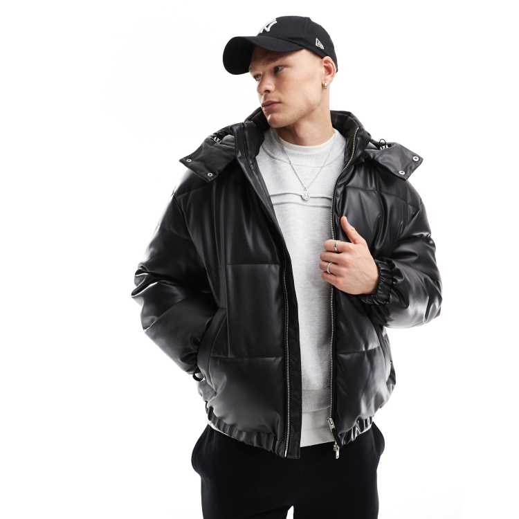 Synthetic Leather Jacket With outlet Polyester Removable Hood