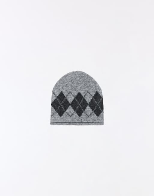 Bershka Diamond beanie in dark grey, 4 of 5