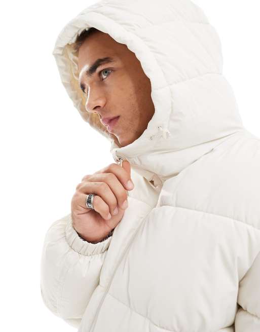 Bershka – Dicke wattierte Steppjacke mit Kapuze