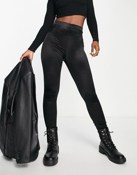 Bershka disco pant legging in black