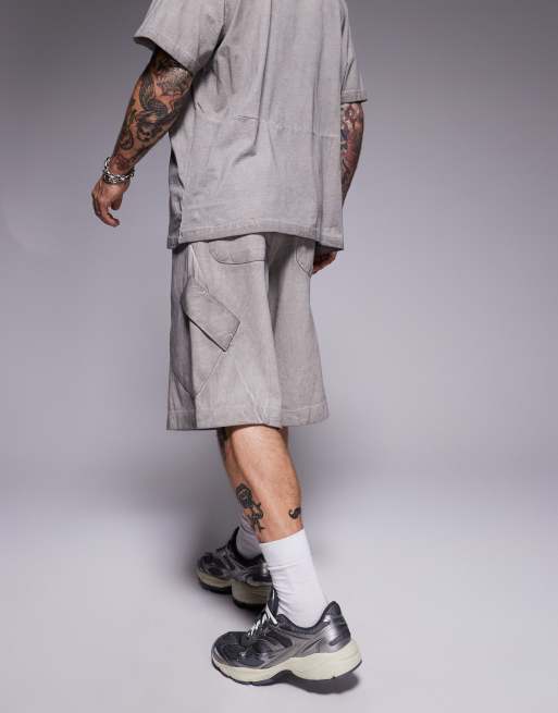 Bershka distressed shorts in gray - part of a set