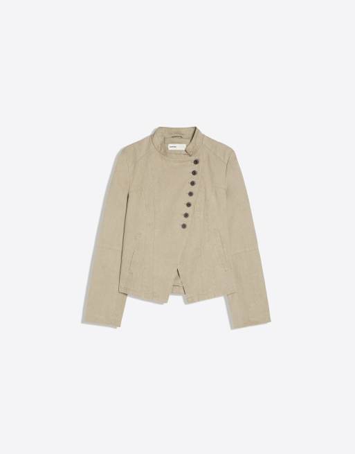 Bershka Double-breasted button-up blazer in ecru, 5 of 5