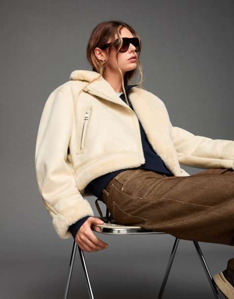 Bershka Double-faced jacket in beige - view 1