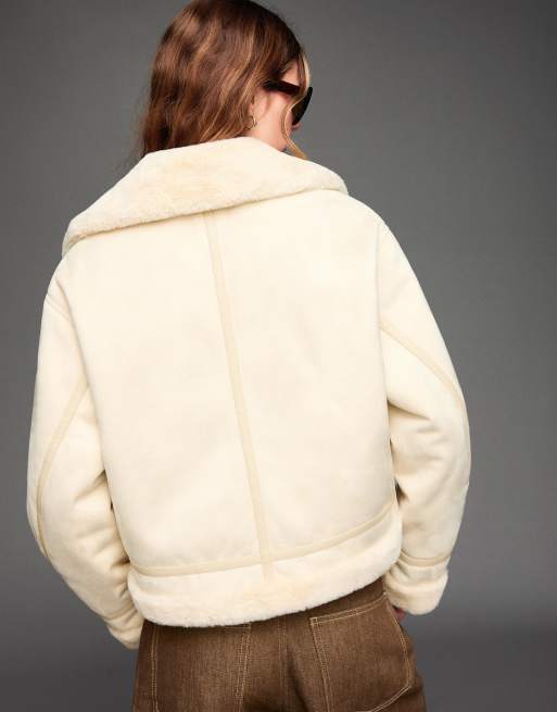 Bershka Double-faced jacket in beige | ASOS