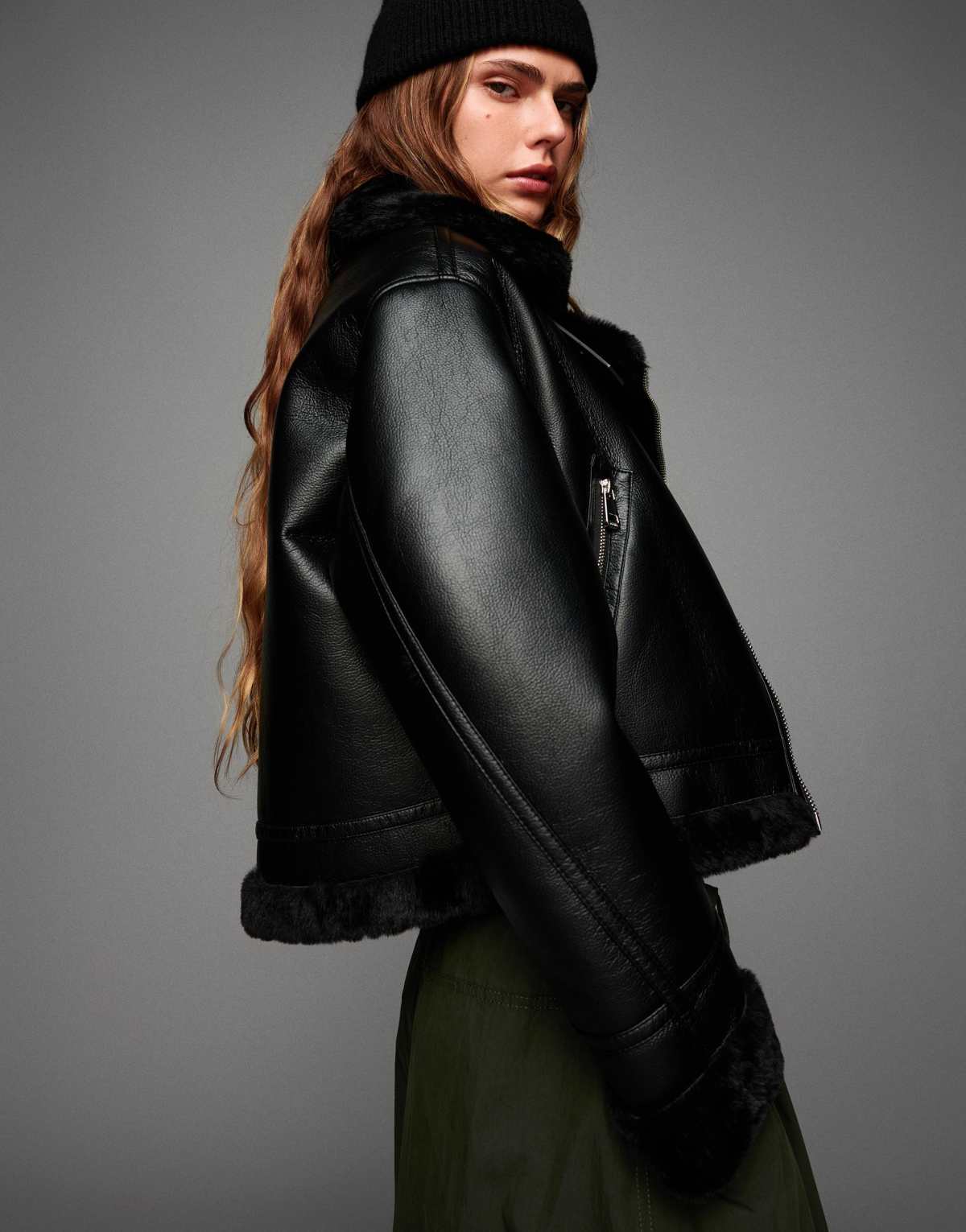 Bershka Double-faced jacket in black