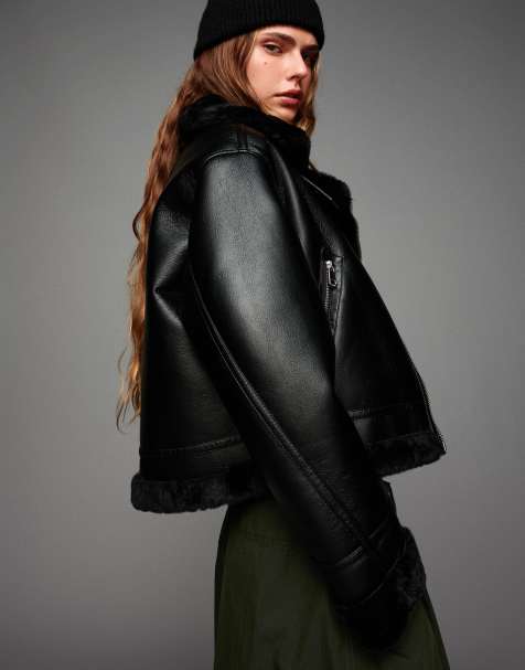 Bershka Double-faced jacket in black