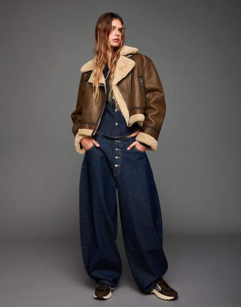 Bershka Double-faced jacket in brown