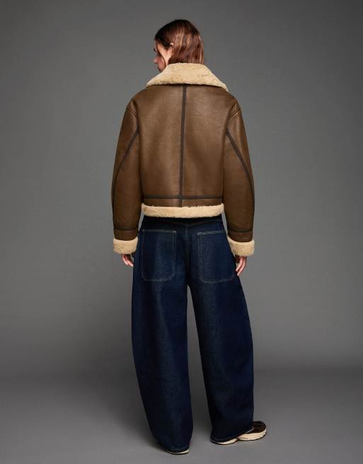 Bershka Double-faced jacket in brown | ASOS