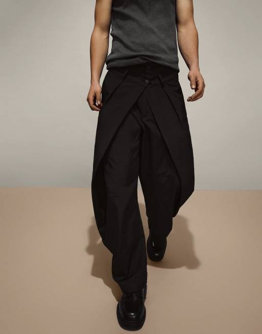 Bershka Double super baggy trousers in black | ASOS